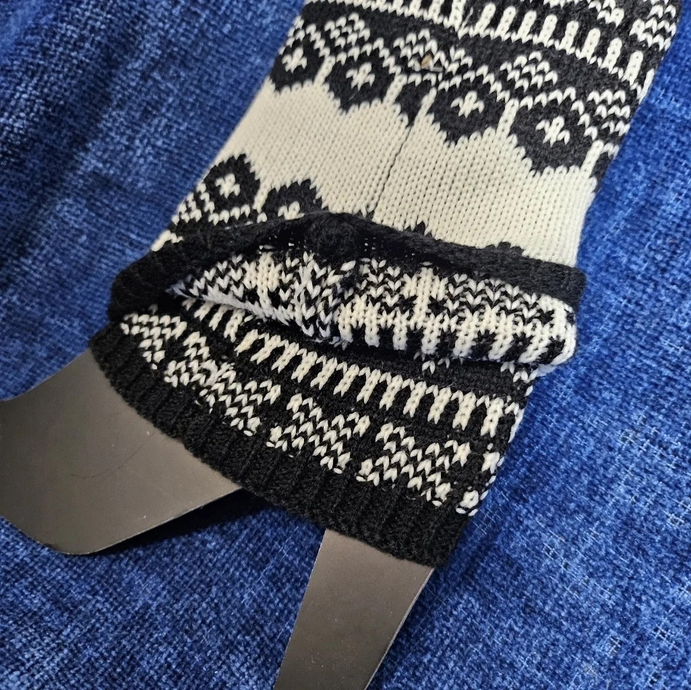 Esprit Black White Cream Knit Boot Toppers